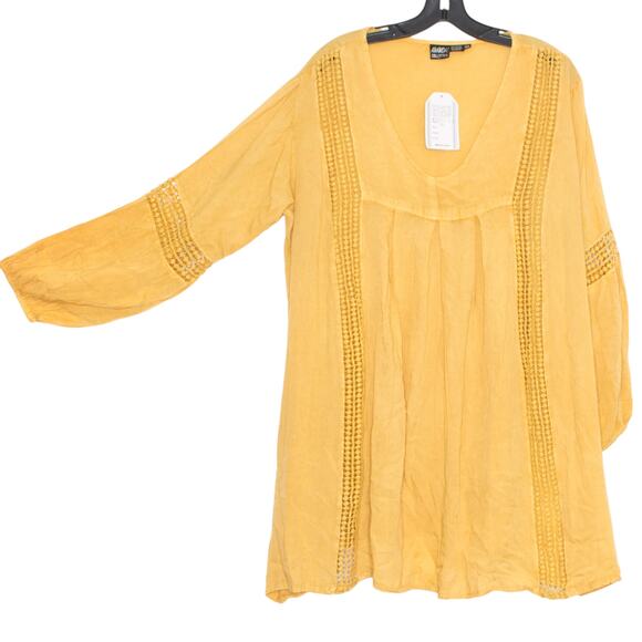 NWT Anandas Collection Womens Tunic Top Scoop Boho Cottage Mustard Yellow 3X GD - Picture 1 of 6